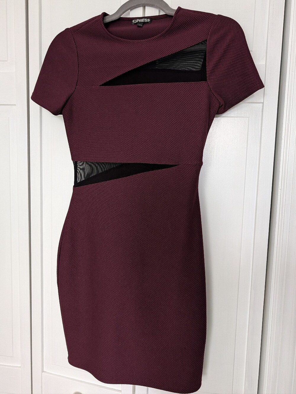 Express Wine Burgundy Cutout Sheath Dress